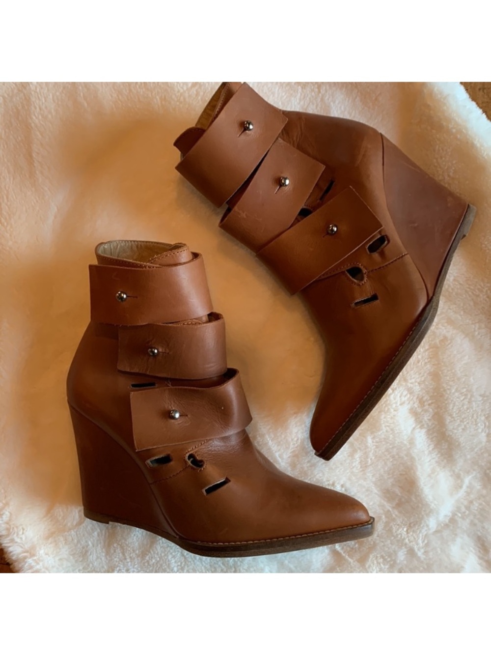 Surface to Air Brown Leather Wedge Ankle Boots